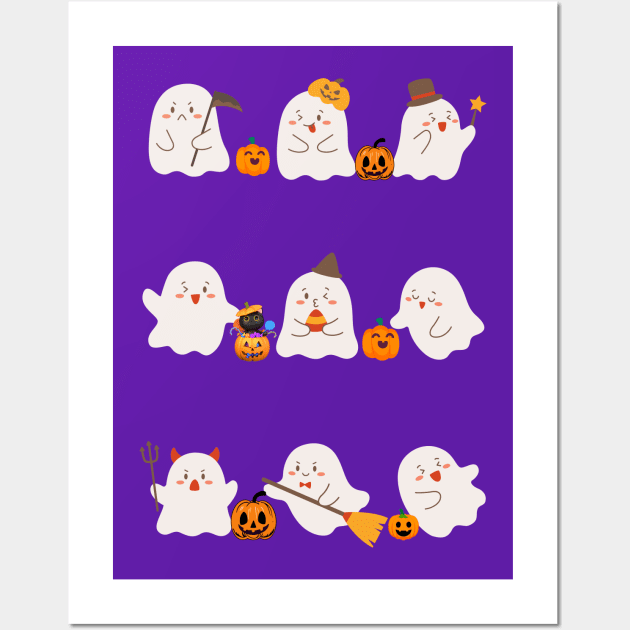 Cute Ghosts Halloween Wall Art by Tuff Tees